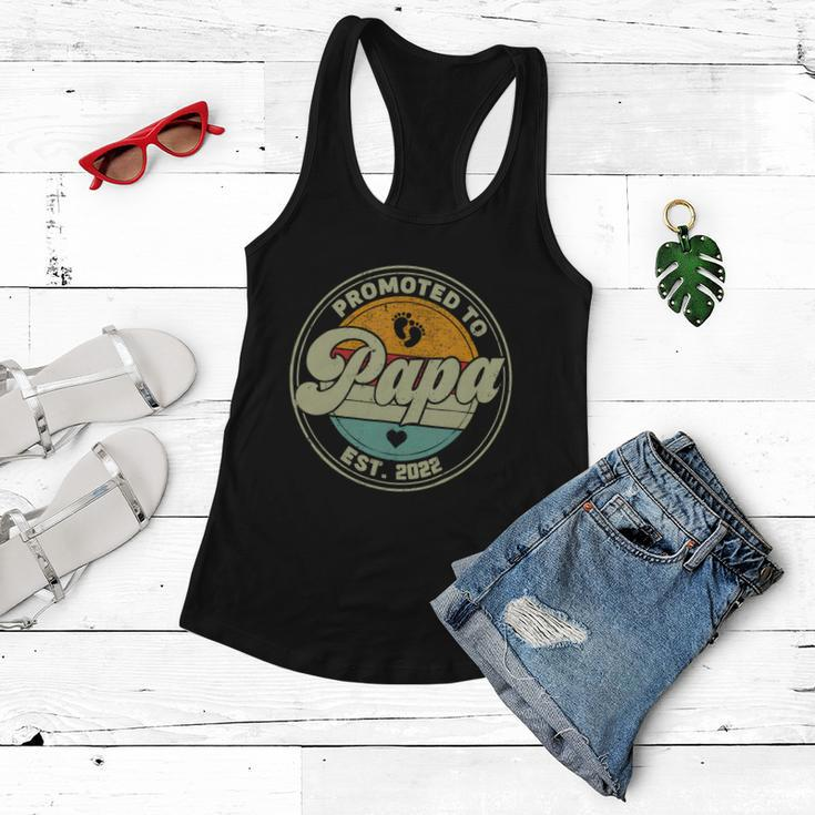 Vintage Promoted To Papa 2022 For New Papa First Time Retro Women Flowy Tank