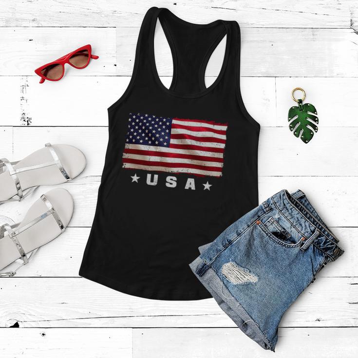 Vintage Worn Usa Flag Tshirt Women Flowy Tank