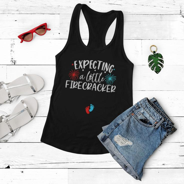 Womens Expecting A Little Firecracker Funny 4Th Of July Pregnant Women Flowy Tank