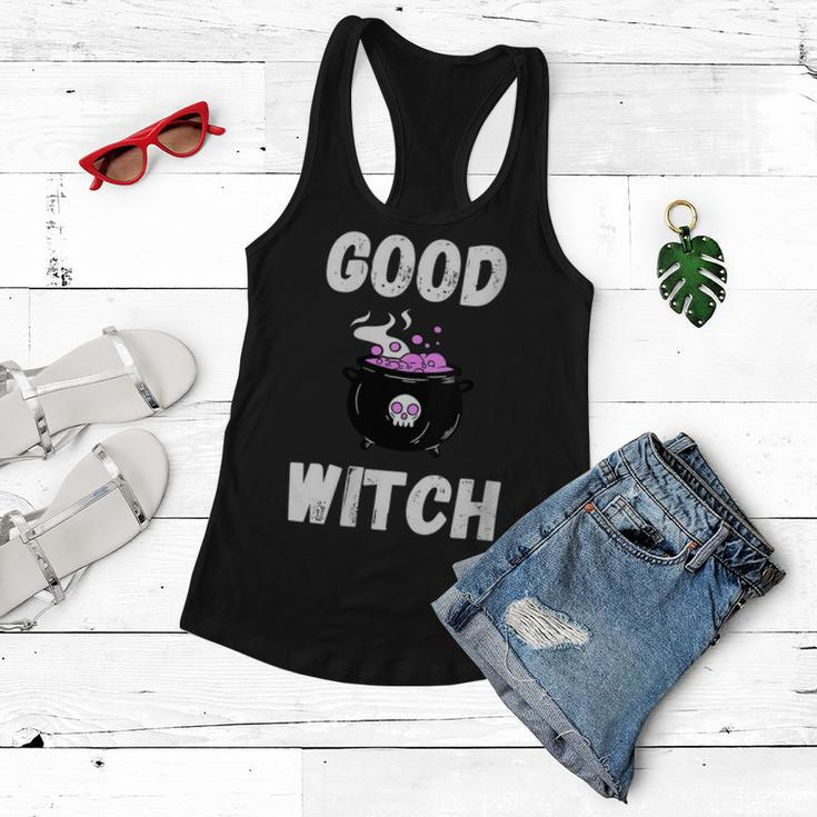 Womens Halloween Witch Good Bad Scary Witch Vibes Costume Basic Women Flowy Tank