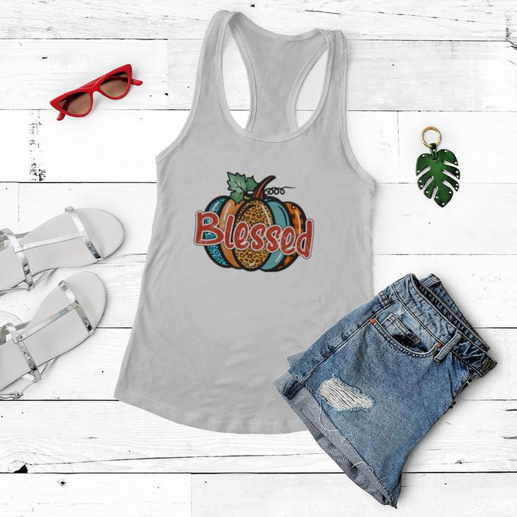 Colorful Pumpkin Blessed Thankful Fall Gift Women Flowy Tank