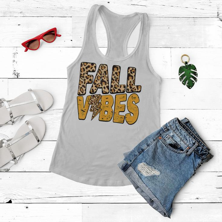 Distressed Fall Vibes Leopard Lightning Bolts In Fall Colors Women Flowy Tank