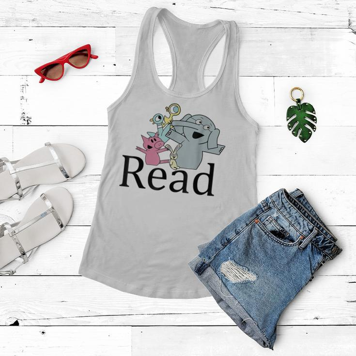 Funny Read Book Club Piggie Elephant Pigeons Teacher Women Flowy Tank