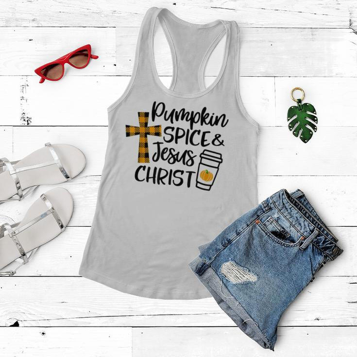 Hello Fall Pumpkin Spice & Jesus Christ Fall Christian Gift Women Flowy Tank