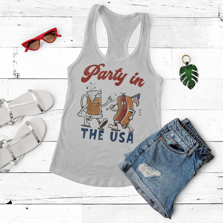 Party In The Usa Hot Dog Love Usa Funny Fourth Of July Women Flowy Tank