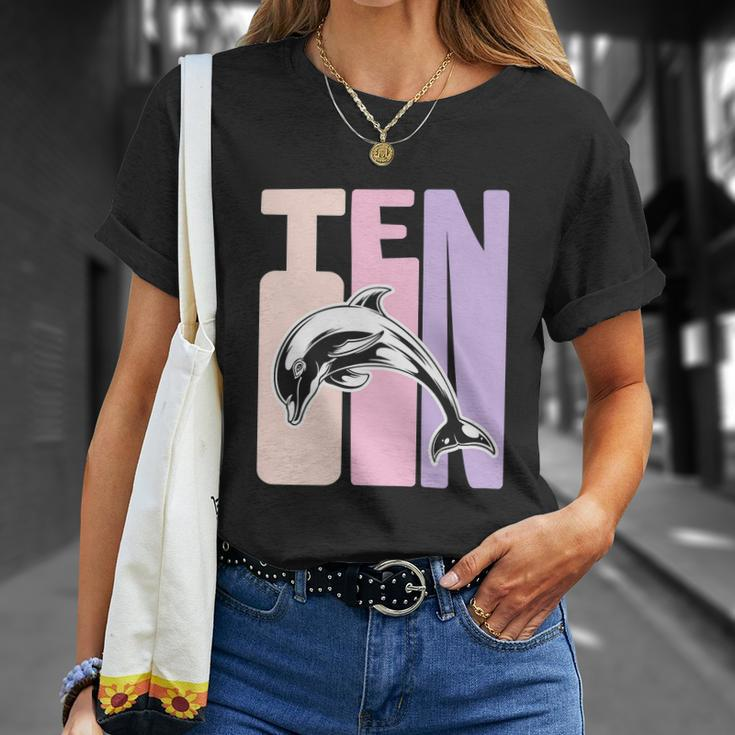 10Th Birthday Dolphin Fan Funny 10 Years Old Girl Unisex T-Shirt Gifts for Her