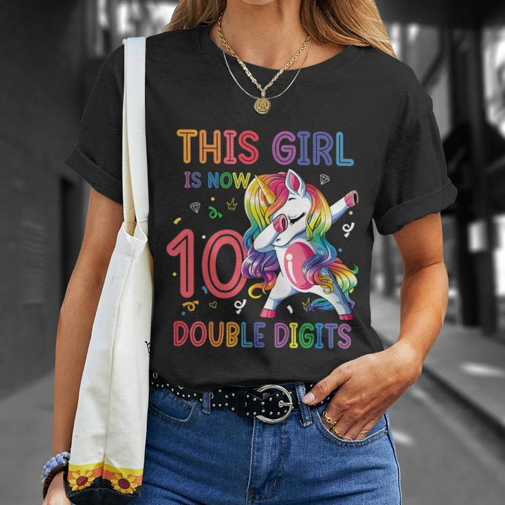 10Th Birthday Gift Girls This Girl Is Now 10 Double Digits Funny Gift Unisex T-Shirt Gifts for Her