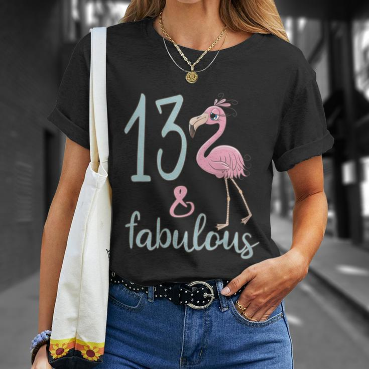 13Th Birthday Flamingo Outfit Girls 13 Year Old Bday Unisex T-Shirt Gifts for Her