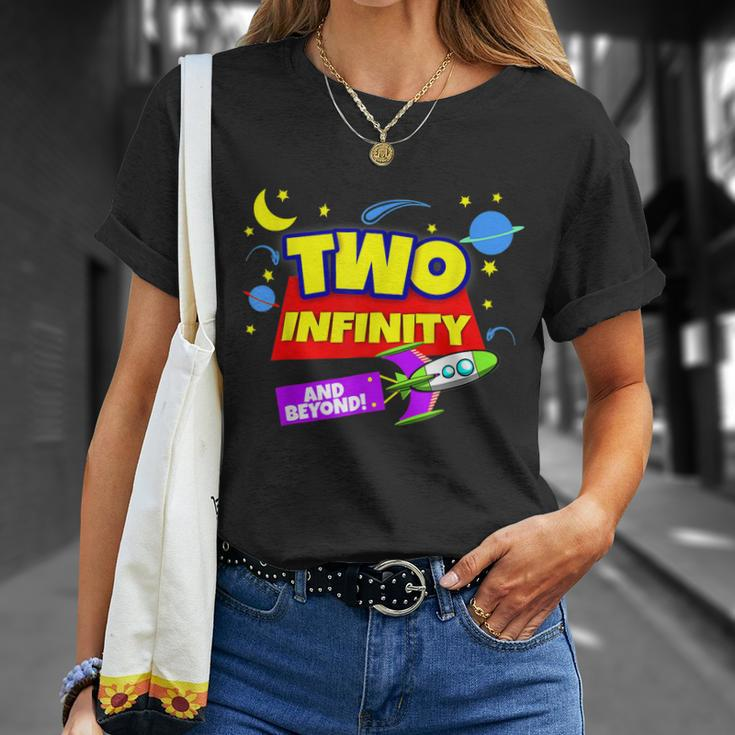 2 Year Old Two Infinity And Beyond 2Nd Birthday Boys Girls Unisex T-Shirt Gifts for Her