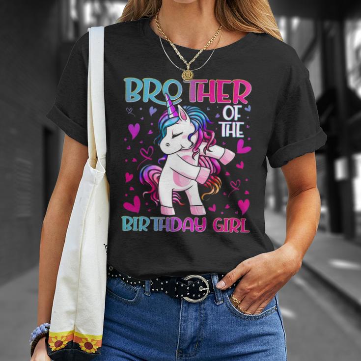 Brother Of The Birthday Girl Flossing Unicorn Brother Gifts Unisex T-Shirt