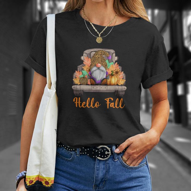 Gnomes Hello Fall Season Sweater Weather Men Women T-shirt Graphic Print Casual Unisex Tee