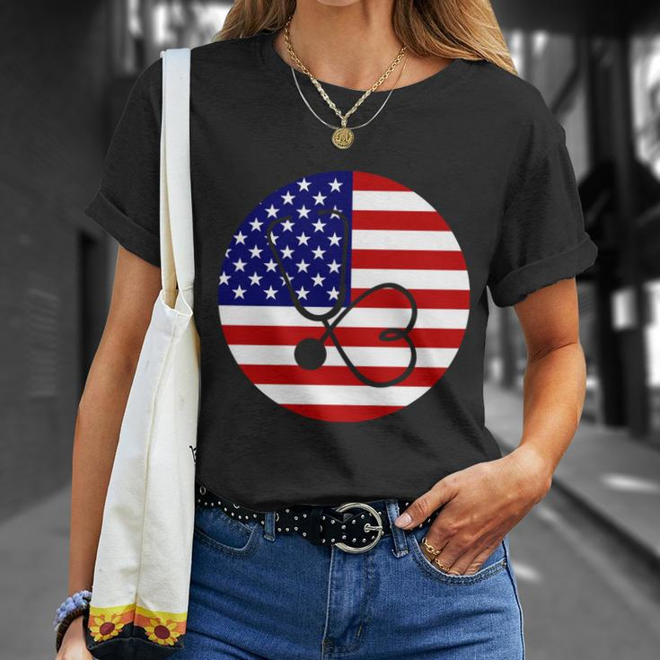4Th Of July Nurse Independence Day Design Gift American Flag Gift Unisex T-Shirt Gifts for Her