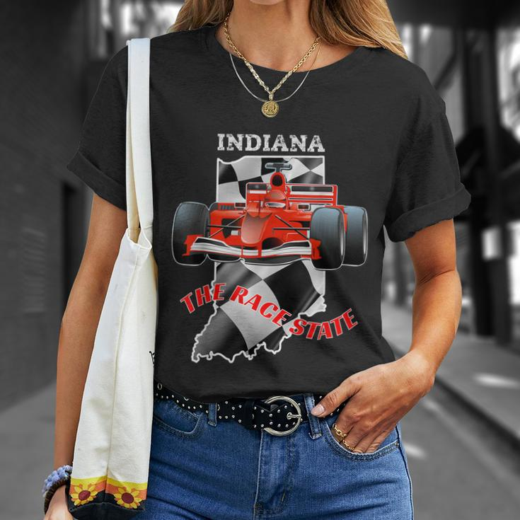 500 Indianapolis Indiana The Race State Checkered Flag Unisex T-Shirt Gifts for Her