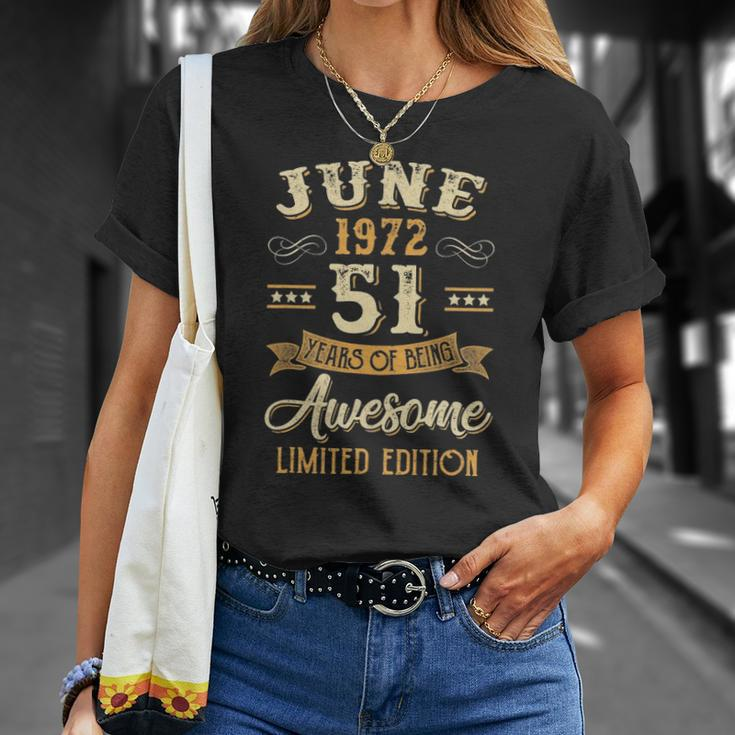 51 Years Awesome Vintage June 1972 51St Birthday Unisex T-Shirt Gifts for Her
