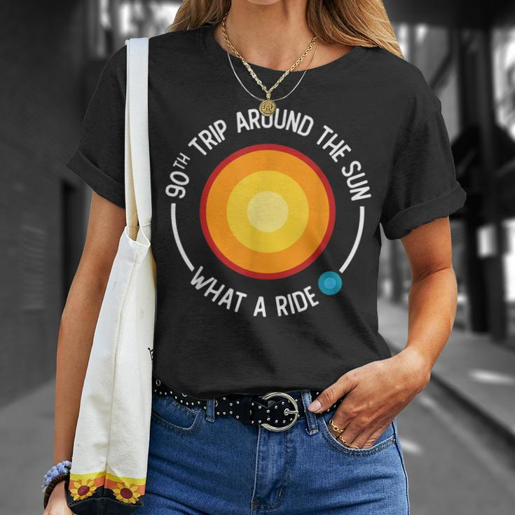 90Th Birthday Retro 90Th Trip Around The Sun What A Ride Unisex T-Shirt Gifts for Her