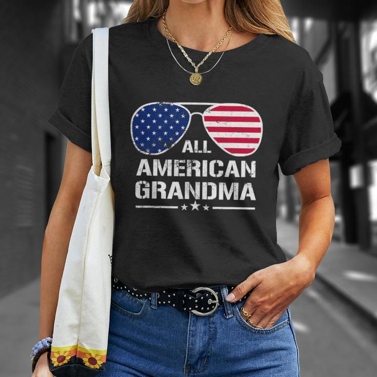 All American Grandma American Flag Patriotic Unisex T-Shirt Gifts for Her