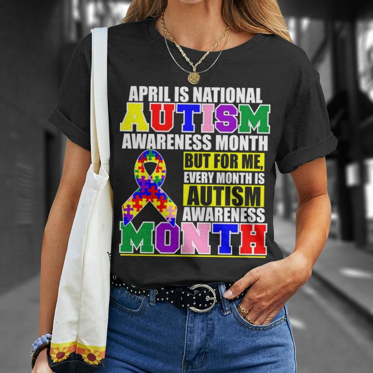 April Is Autism Awareness Month For Me Every Month Is Autism Awareness Tshirt Unisex T-Shirt Gifts for Her