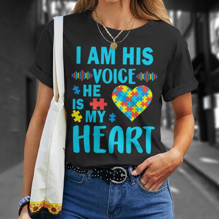 Autism I Am His Voice He Is My Heart Tshirt Unisex T-Shirt Gifts for Her