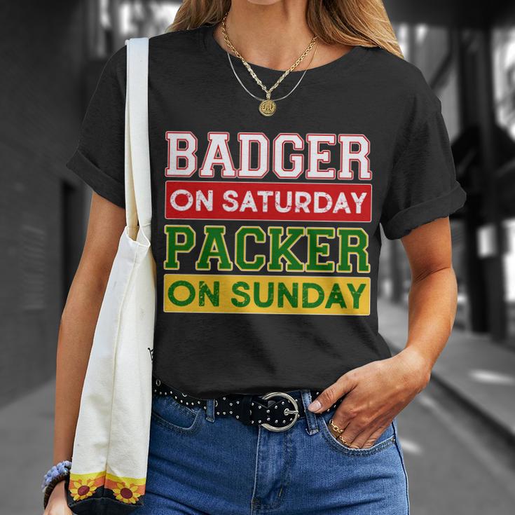 Badger On Saturday Packer On Sunday Tshirt Unisex T-Shirt Gifts for Her