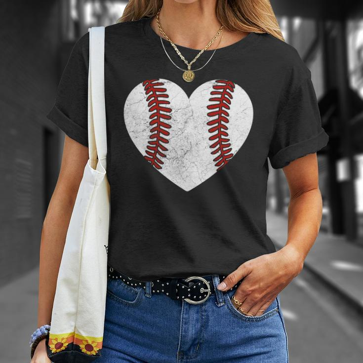 Baseball Heart Fun Mom Dad Men Women Softball Wife Unisex T-Shirt Gifts for Her