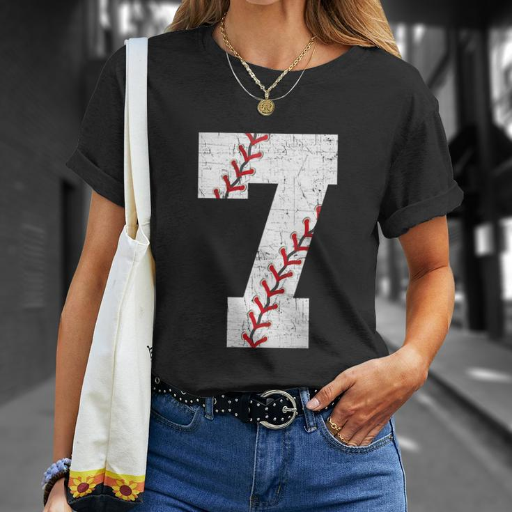 Baseball Softball Lover Seven Years Funy 7Th Birthday Boy Unisex T-Shirt Gifts for Her