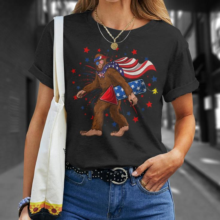 Bigfoot Fireworks 4Th Of July Boys Sasquatch T-shirt Gifts for Her