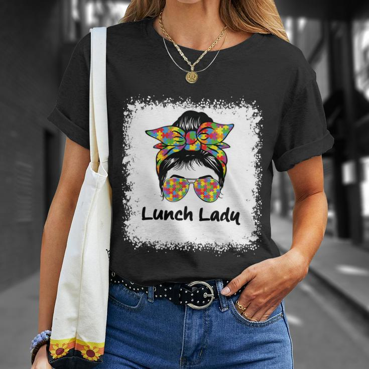 Bleached Lunch Lady Messy Hair Woman Bun Lunch Lady Life Gift Unisex T-Shirt Gifts for Her