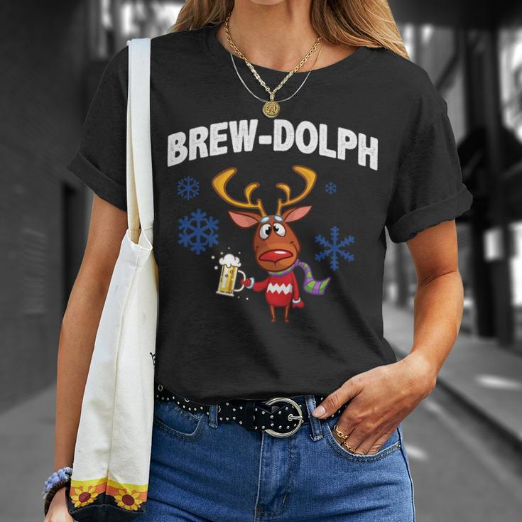Brew-Dolph Christmas Reindeer Tshirt Unisex T-Shirt Gifts for Her
