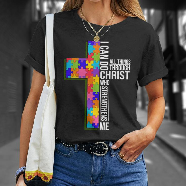 Can Do All Things Through Christ Autism Awareness Unisex T-Shirt Gifts for Her