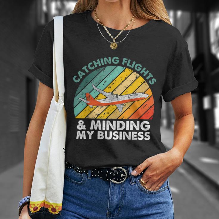 Catching Flights & Minding My Business Vintage Unisex T-Shirt Gifts for Her