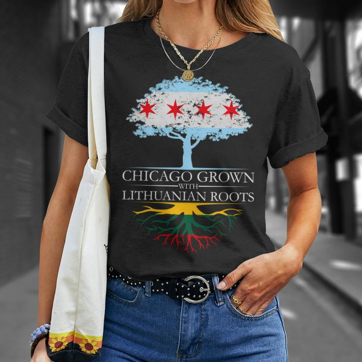 Chicago Grown With Lithuanian Roots Tshirt V2 Unisex T-Shirt Gifts for Her