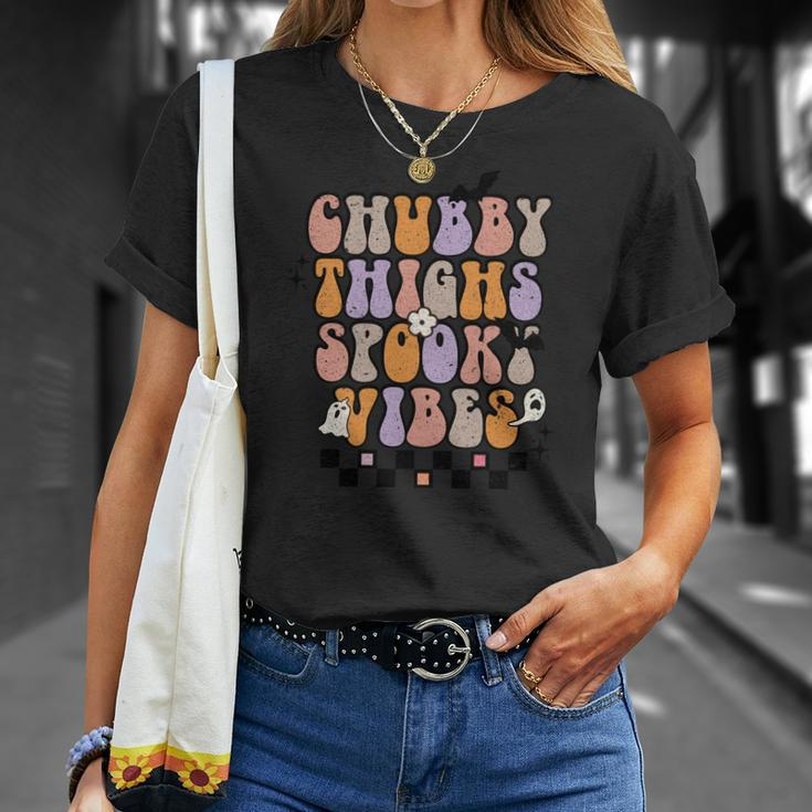 Chubby Thights And Spooky Vibes Halloween Groovy Unisex T-Shirt Gifts for Her