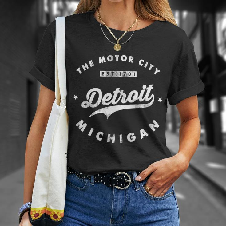 Classic Retro Vintage Detroit Michigan Motor City Unisex T-Shirt Gifts for Her