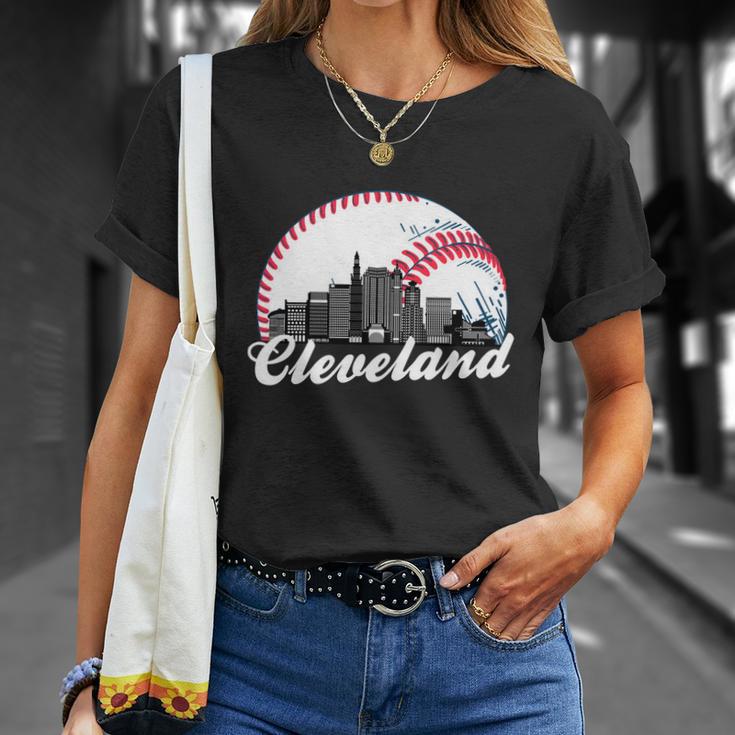 Cleveland Baseball Skyline Retro Tshirt Unisex T-Shirt Gifts for Her