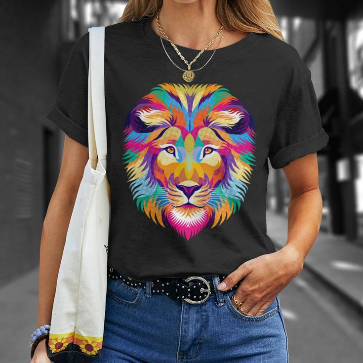 Colorful Abstract Lion Unisex T-Shirt Gifts for Her
