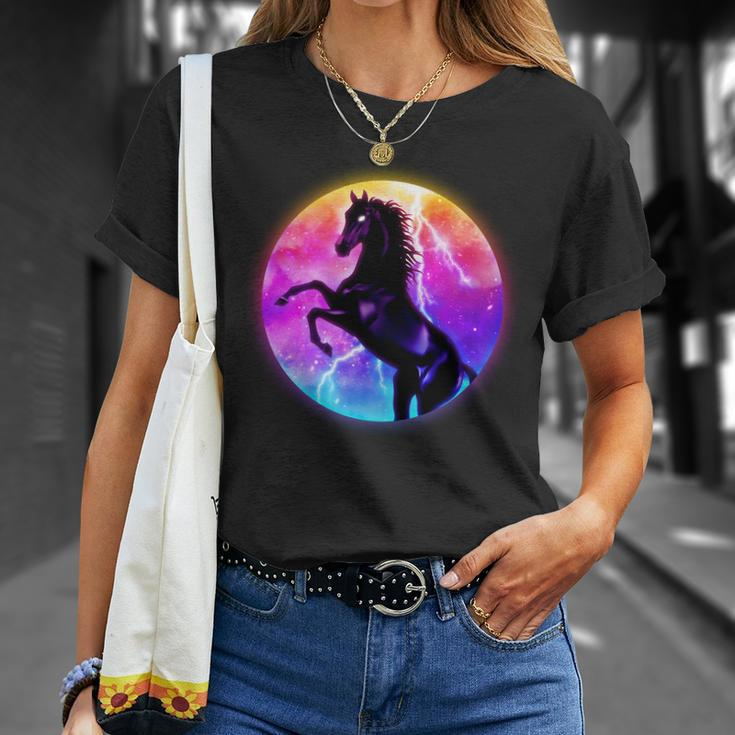 Colorful Retro 80S Eighties Lightning Galaxy Horse Unisex T-Shirt Gifts for Her