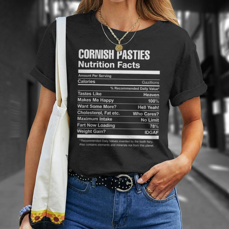 Cornish Pasties Nutrition Facts Funny Unisex T-Shirt Gifts for Her