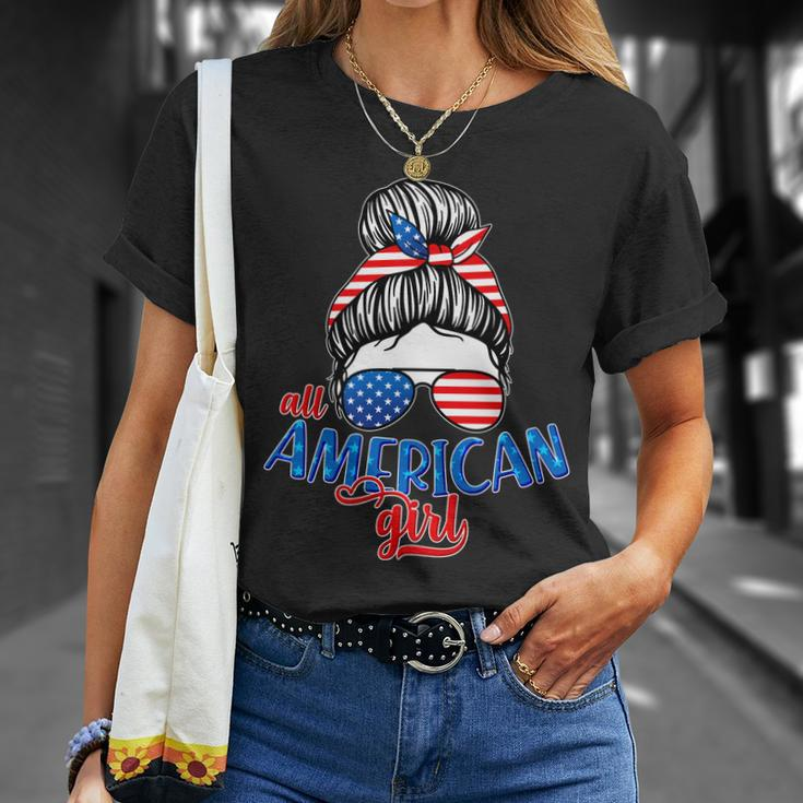Cute All American Girl Usa Flag Unisex T-Shirt Gifts for Her