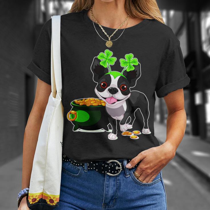 Cute Boston Terrier Shamrock St Patricks Day Unisex T-Shirt Gifts for Her