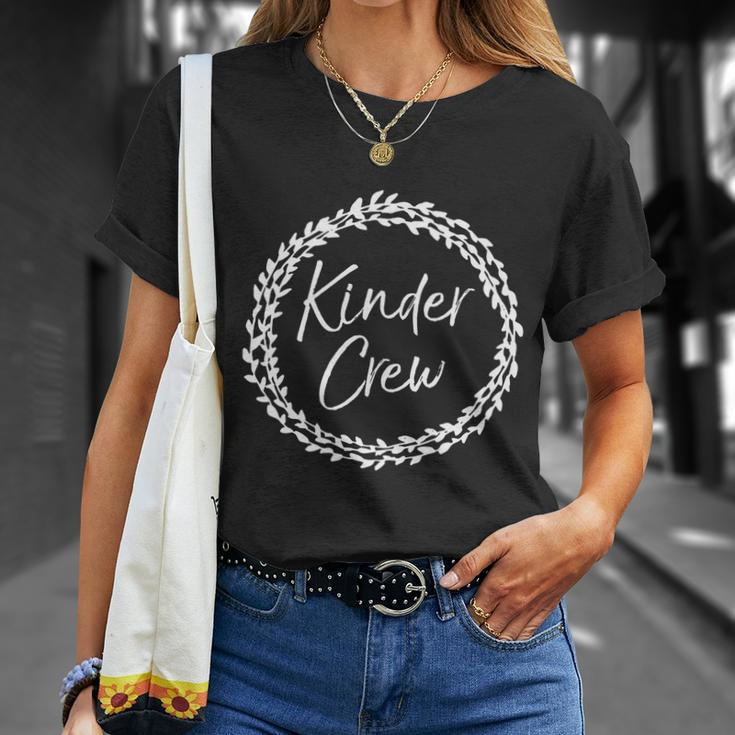 Cute Flower Design Kindergarten Quote For Kinder Crew Gift Unisex T-Shirt Gifts for Her
