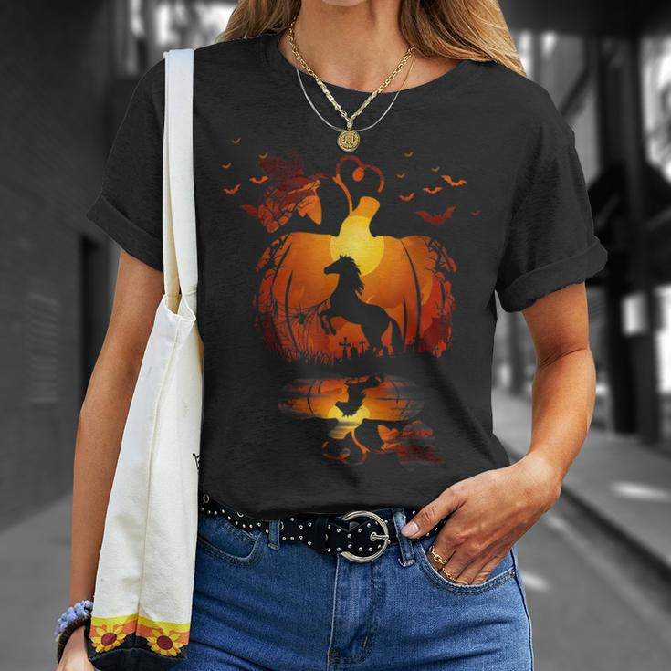 Cute Horse In The Pumpkin Funny Halloween Autumn Happy Fall Men Women T-shirt Graphic Print Casual Unisex Tee Gifts for Her