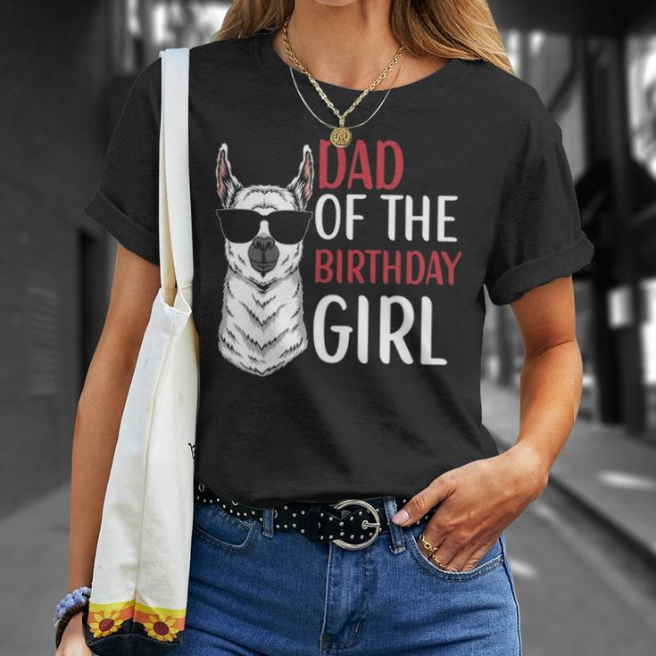 Dad Of The Birthday Girl Matching Birthday Outfit Llama Unisex T-Shirt Gifts for Her