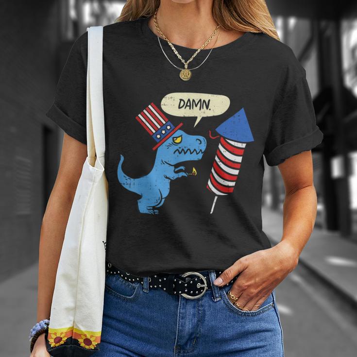 Damn Trex Short Hands Firecracker Funny Firework 4Th Of July Unisex T-Shirt Gifts for Her