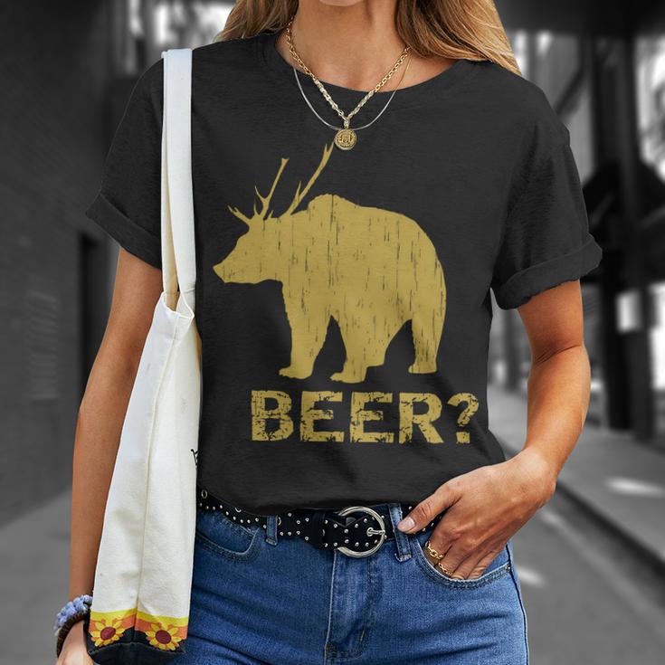 Deer Bear Beer Moose Elk Hunting Funny Tshirt Unisex T-Shirt Gifts for Her