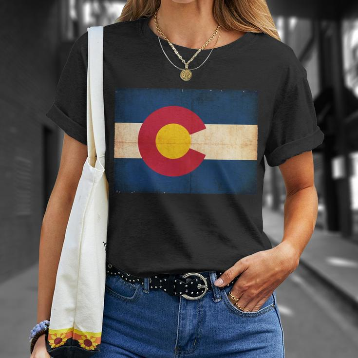 Denver Flag Grunge Colorado Unisex T-Shirt Gifts for Her