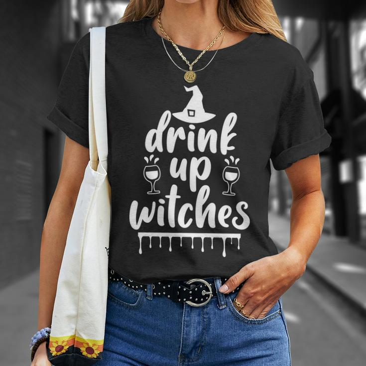 Drink Up Witches Halloween Quote V6 Unisex T-Shirt Gifts for Her