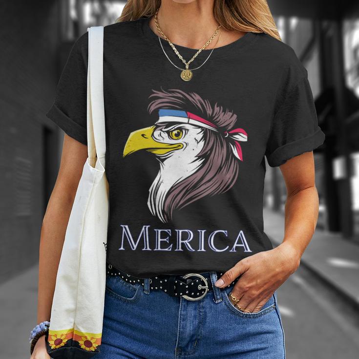 Eagle With A Mullet Merica 4Th Of July Usa American Flag Gift Unisex T-Shirt Gifts for Her