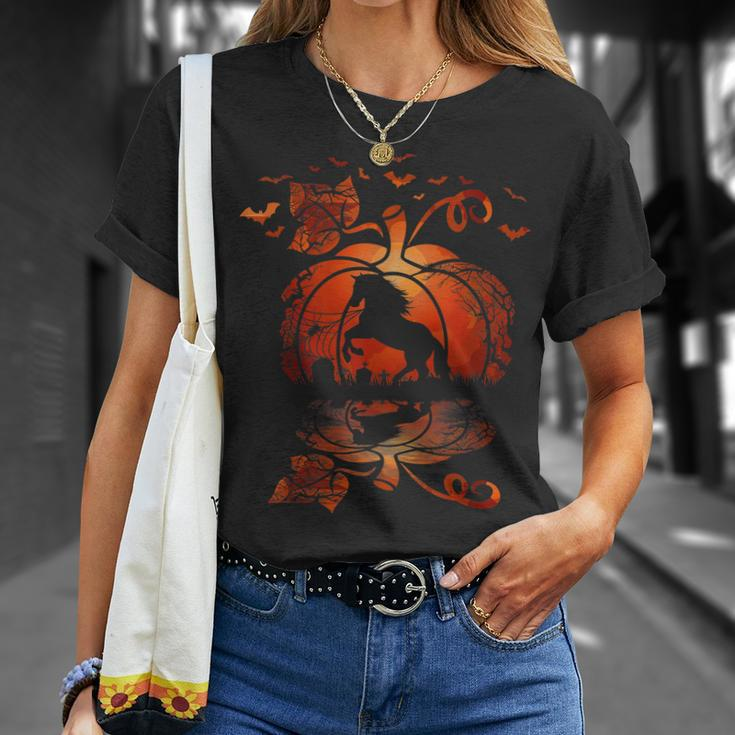 Fall Cute Horse In The Pumpkin Funny Halloween Autumn Happy Men Women T-shirt Graphic Print Casual Unisex Tee Gifts for Her