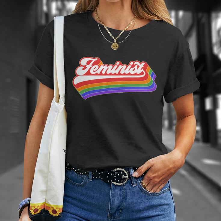Feminist Retro 70S Feminism Funny Gift Vintage Rainbow Unisex T-Shirt Gifts for Her