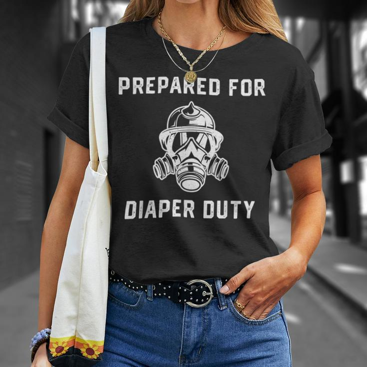 Firefighter Funny Firefighter New Dad Promoted Daddy Humor Fathers Day Unisex T-Shirt Gifts for Her
